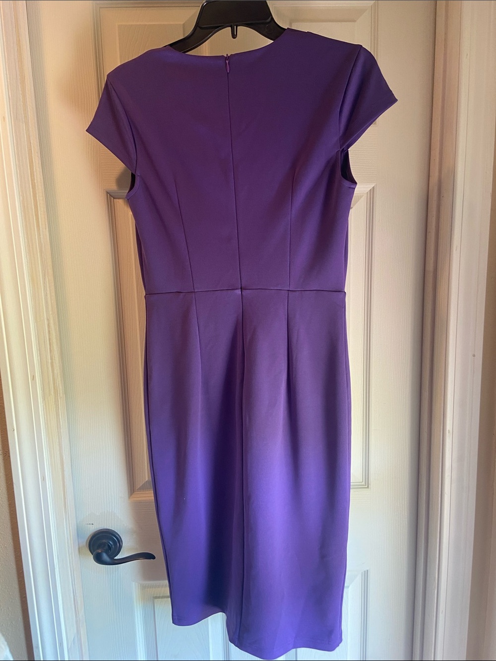 Grace Karin Purple V-Neck Cap-Sleeve Midi Sheath Dress - Picture 3 of 10